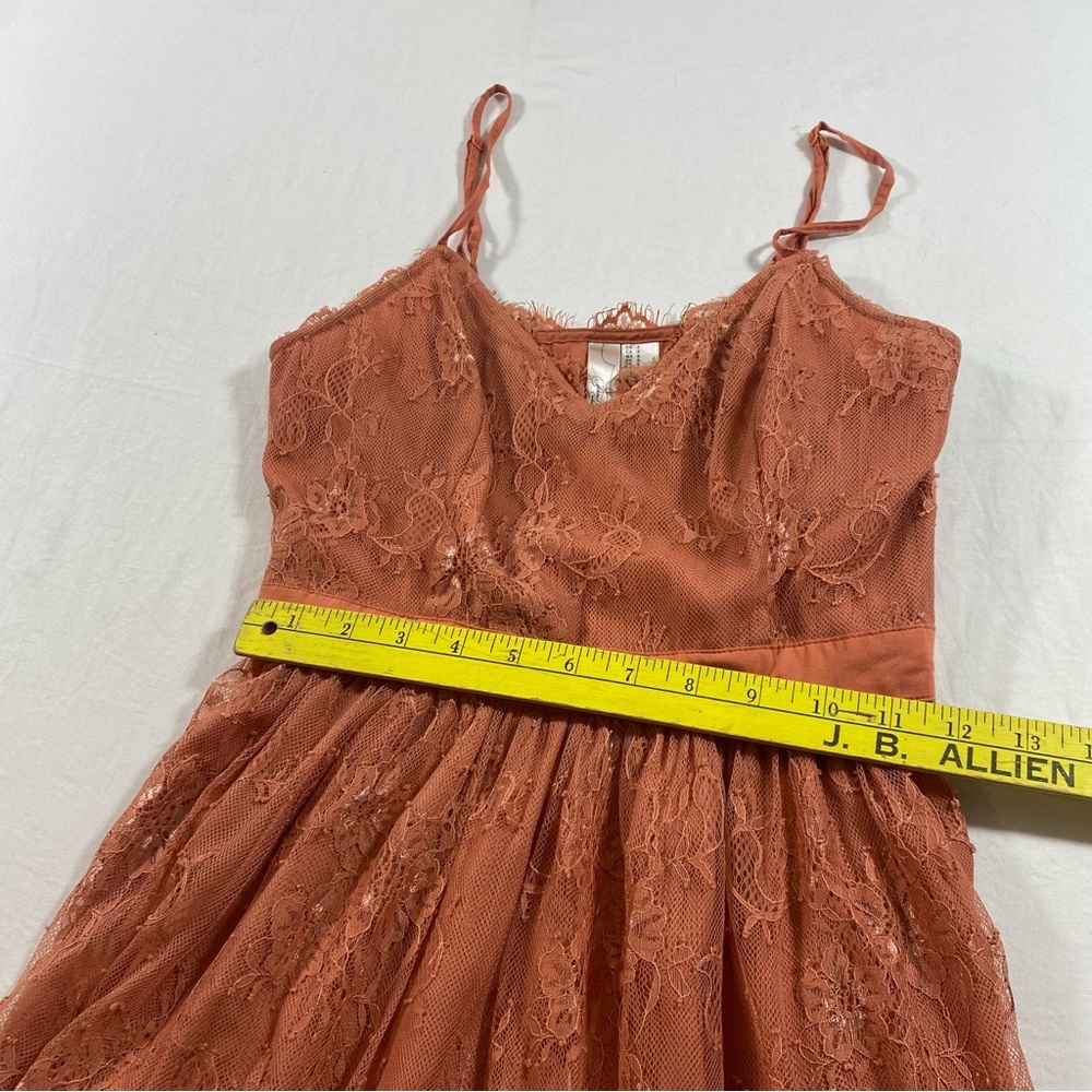 Elegant Lace Dress in Coral Small women’s dress mini adjustable straps Boho - Picture 6 of 7
